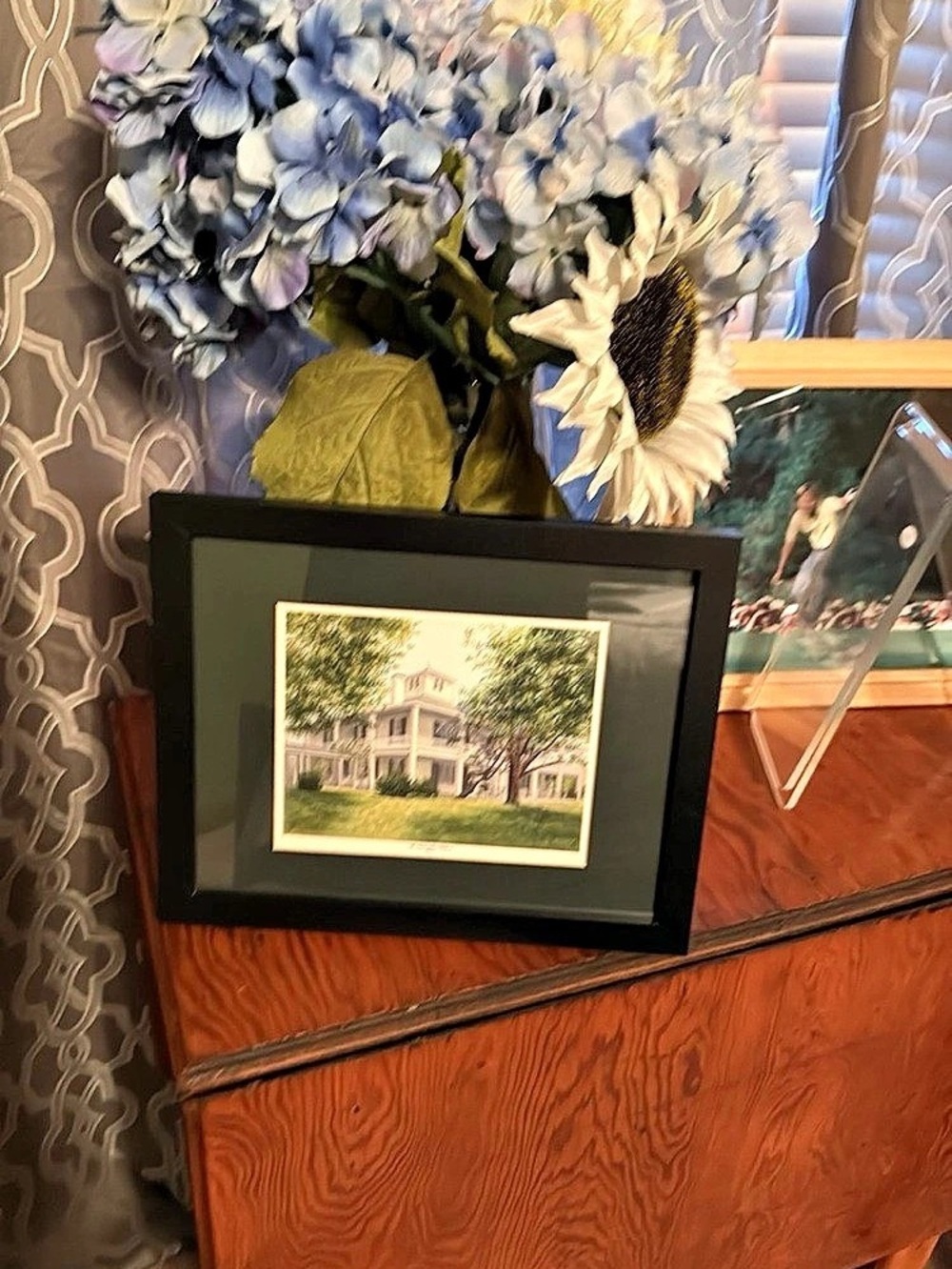 Framed Landscape Artwork, Black & Green 8x10frame appro.